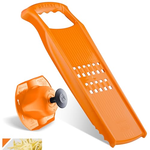 Börner Rösti PowerLine Kartoffelpuffereibe Set (2-tlg.) • Gemüsehobel + Fruchthalter für Schweizer Rösti oder Zucchinipuffer • Gemüseschneider ideal für Kartoffeln • Küchenhobel (Orange) von Börner