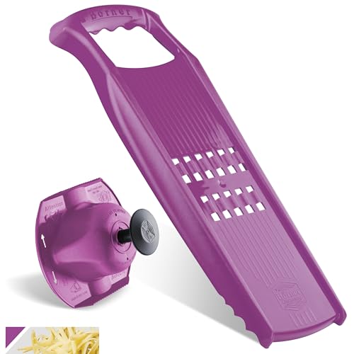 Börner Rösti PowerLine Reibe Set (2-tlg.) • Gemüsehobel + Fruchthalter für Rösti, Zucchinipuffer, Kartoffelpuffer • Gemüseschneider für rohe Kartoffeln • Küchenhobel Set (Violett) von Börner
