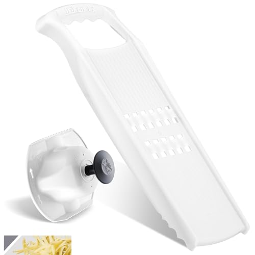Börner Rösti PowerLine Reibe Set (2-tlg.) • Gemüsehobel + Fruchthalter für Rösti, Zucchinipuffer, Kartoffelpuffer • Gemüseschneider für rohe Kartoffeln • Küchenhobel Set (Weiß) von Börner