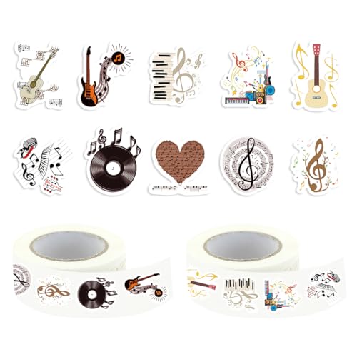 1000 Stück Music Stickers Rolle Musical Note Self-Adhesive Stickers for Music Lovers Kids Teens,8 Styles Shaped Reward Scrapbook Laptop Guitar Decor for DIY Labels von Boerni