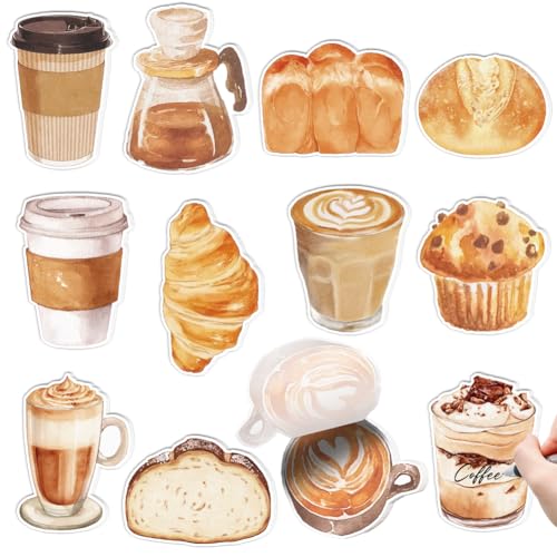 12 Stück Kaffee- und Brot-Haftnotizen – lustige, selbstklebende Notizblöcke, 240 Blatt, niedliche Memo-Seiten, Erinnerungsdekoration für Schule, Büro, Geschenke, Klasse, Belohnung, Geburtstag, Party von Boerni