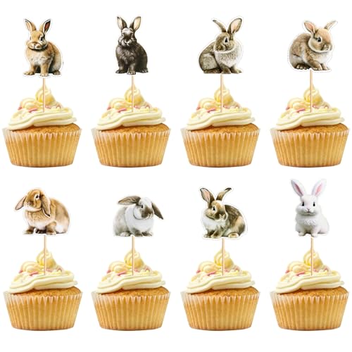 32 x Hasen-Cupcake-Aufsätze, niedliche Hasen-Kuchenspieße für Ostern, Babypartys, Geburtstagspartys und Waldfeiern 32 x Hasen-Cupcake-Aufsätze, niedliche Hasen-Kuchenspieße für Ostern, Babypartys, Geburtstagspartys und Waldfeiern von Boerni