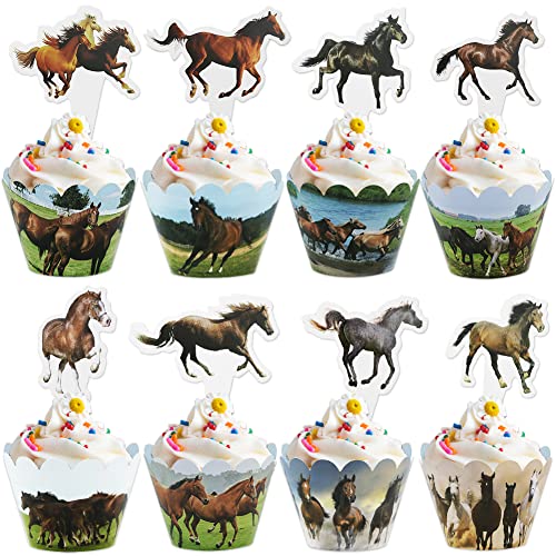 48 Stück Pferde-Cupcake-Aufsätze, Pferde, Galoppieren auf dem Grasland, Cupcake-Dekoration für Pferde, Reiter, Mottoparty, Geburtstag, Babyparty, Hochzeit, Urlaub, Gastgeschenk 48 Stück Pferde-Cupcake-Aufsätze, Pferde, Galoppieren auf dem Grasland, Cupcake-Dekoration für Pferde, Reiter, Mottoparty, Geburtstag, Babyparty, Hochzeit, Urlaub, Gastgeschenk von Boerni
