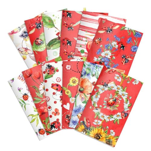 Boerni Marienkäfer-Mini-Notizbücher, Marienkäfer, tragbar, niedliches Notizbuch, 8,9 x 10,2 cm, kleines Tagebuch für Schule, Büro, Zuhause, Reisen, Geschenkzubehör, 12 Stück von Boerni