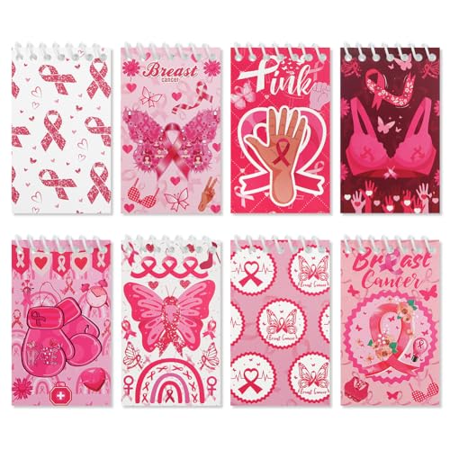 Boerni Notizbücher für Brustkrebs-Bewusstsein, Mini-Notizbücher, motivierendes Spiralnotizbuch, kleines Taschenbuch, Notizblöcke, Notizblöcke für Brustkrebs-Bewusstseinsparty, 8 Stück Boerni Notizbücher für Brustkrebs-Bewusstsein, Mini-Notizbücher, motivierendes Spiralnotizbuch, kleines Taschenbuch, Notizblöcke, Notizblöcke für Brustkrebs-Bewusstseinsparty, 8 Stück von Boerni