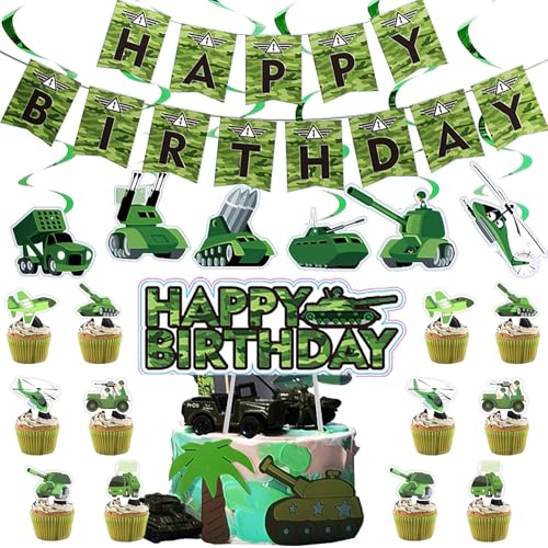Camouflage-Partyzubehör, grünes Camouflage-Party-Banner, Militär-Spiral-Girlande für Soldaten, große Militär-Kuchentopper, Camouflage-Cupcake-Toppers Camouflage-Partyzubehör, grünes Camouflage-Party-Banner, Militär-Spiral-Girlande für Soldaten, große Militär-Kuchentopper, Camouflage-Cupcake-Toppers von Boerni