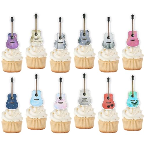 Cupcake-Topper mit Rock-Gitarre, Retro-Musik-Thema, Gitarre, Party, Kuchen, Cupcake-Topper, Fotoautomaten-Requisiten, Geburtstagstortendekoration für Musikliebhaber, Rockmusik, Babyparty, Cupcake-Topper mit Rock-Gitarre, Retro-Musik-Thema, Gitarre, Party, Kuchen, Cupcake-Topper, Fotoautomaten-Requisiten, Geburtstagstortendekoration für Musikliebhaber, Rockmusik, Babyparty, von Boerni