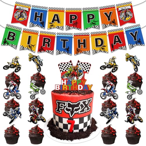Dirt Bike Geburtstag Party Dekorationen für Jungen Mädchen, Motorrad Thema Happy Birthday Banner Kuchen Cupcake Toppers für Dirtbike Motocross Party Supplies Geburtstag Baby Shower Decor Dirt Bike Geburtstag Party Dekorationen für Jungen Mädchen, Motorrad Thema Happy Birthday Banner Kuchen Cupcake Toppers für Dirtbike Motocross Party Supplies Geburtstag Baby Shower Decor von Boerni