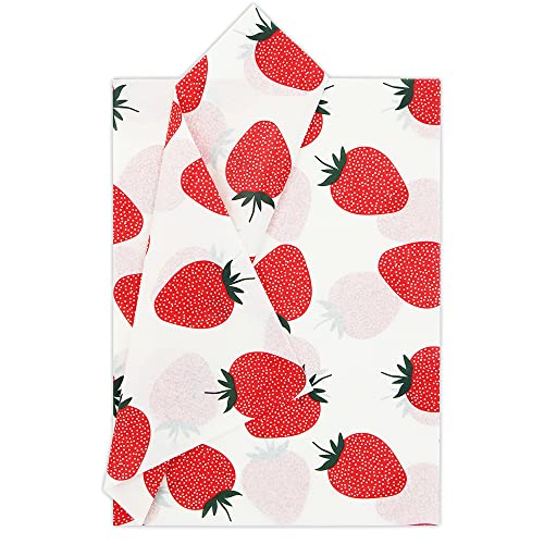 Erdbeer-Seidenpapier, 20 Blatt 50.8x71.1 cm pro Blatt, niedliche süße rote Erdbeeren, fruchtiges Design, perfekte DIY-Geschenkverpackung, Weihnachtsgeschenkverpackungen, Parien-Dekorationen von Boerni