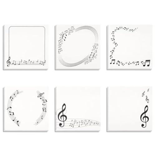 Boerni Haftnotizen mit Musik-Thema, Schwarz / Weiß, selbstklebende Notizblöcke, 6 Stück, 180 Blätter, Weiß, 2.95 x 2.95 inches Boerni Haftnotizen mit Musik-Thema, Schwarz / Weiß, selbstklebende Notizblöcke, 6 Stück, 180 Blätter, Weiß, 2.95 x 2.95 inches von Boerni