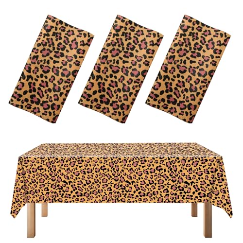 Kunststoff-Tischdecke mit Leopardenmuster, 137 x 274 cm, Wildtierdruck, tropisches Thema, Tischdecke für Geburtstagsparty, Sommerparty, Strandparty, Dekoration, 3 Stück Kunststoff-Tischdecke mit Leopardenmuster, 137 x 274 cm, Wildtierdruck, tropisches Thema, Tischdecke für Geburtstagsparty, Sommerparty, Strandparty, Dekoration, 3 Stück von Boerni