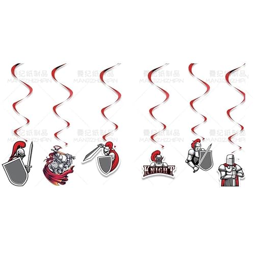 Mittelalterliche Ritter-Geburtstagsdekorationen, Ritter-Themen-Geburtstagsparty-Zubehör, Ritter-Themen-Happy Birthday-Banner, Schloss-Kuchenaufsatz, hängende Wirbel und Cupcake-Topper von Boerni