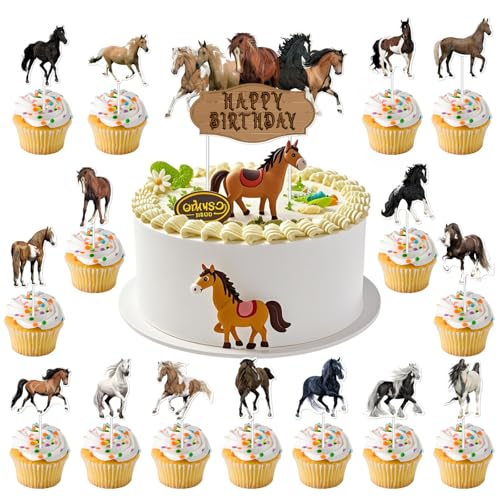 Pferde-Kuchendekorationen, Pferdemotiv-Cupcake-Topper, Happy Birthday, große Kuchendekoration für Damen und Herren, Westernpferderby-Derby-Partyzubehör, Pferderennparty, Geburtstag, Cowboys Pferde-Kuchendekorationen, Pferdemotiv-Cupcake-Topper, Happy Birthday, große Kuchendekoration für Damen und Herren, Westernpferderby-Derby-Partyzubehör, Pferderennparty, Geburtstag, Cowboys von Boerni