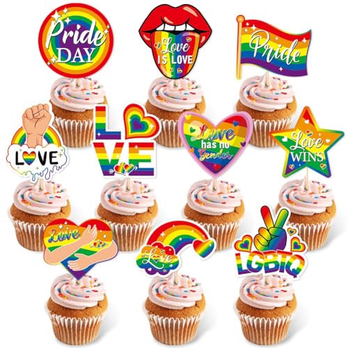 Pride Day Cupcake-Topper, LGBT-Themenparty-Kuchendekoration, Regenbogen-Gay-Party-Kuchendekoration von Boerni