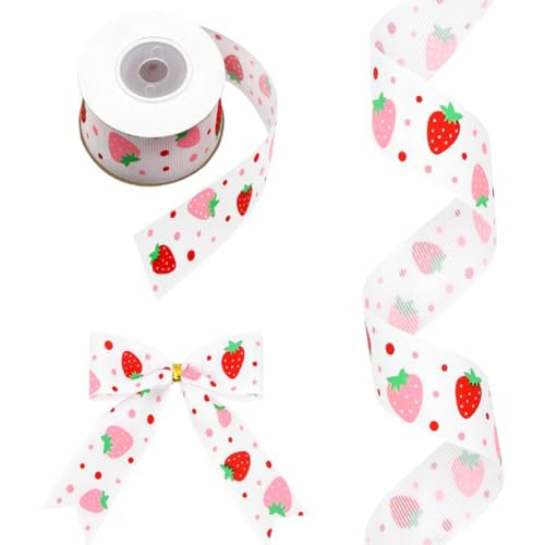 Ripsband mit Erdbeeren und gepunktetem Ripsband, 2,5 cm x 4,5 m, Obstband für Frühlings- und Sommerkränze, Basteln, Besätze, Haarschleifen, Geschenkverpackungen, Pastellrot und Rosa Ripsband mit Erdbeeren und gepunktetem Ripsband, 2,5 cm x 4,5 m, Obstband für Frühlings- und Sommerkränze, Basteln, Besätze, Haarschleifen, Geschenkverpackungen, Pastellrot und Rosa von Boerni