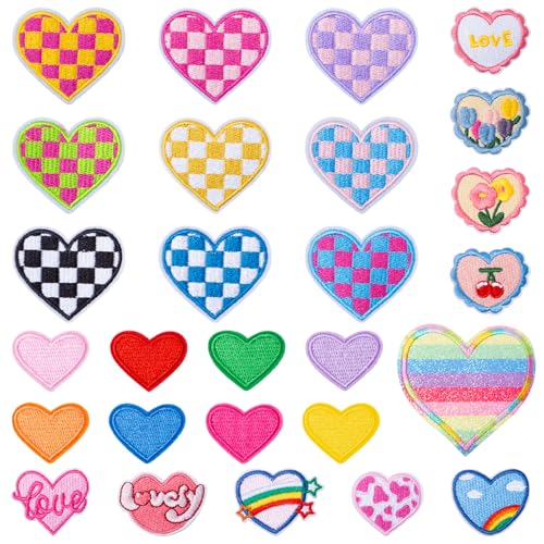 Bofanze 27 Stück Aufnäher zum Aufbügeln Herz Bonbonfarben Sticker zum Aufbügeln Herzen Bestickte Patches Frische und Verspielte Gestickte Bügelflicken Exquisit Bügelbilder Herzform für Kleidung Hüte von Bofanze