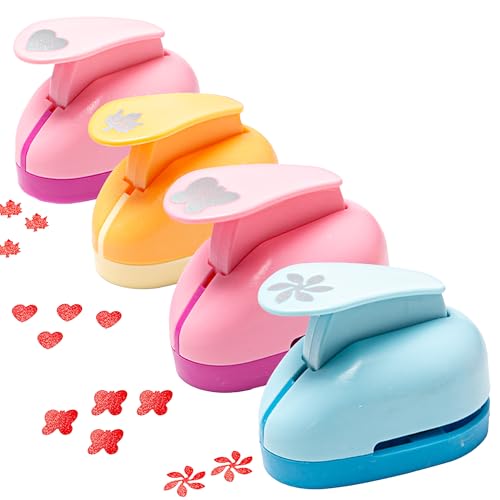 Bofanze 4 Stück Motivlocher Stanzer Set mit 20 Papier Stanzer Kinder Motivlocher Papierstanzer Stanzer Ausstanzer Set Ausgestanztes Motiv für DIY Fotoalben Scrapbooking, Fotos, Grußkarten von Bofanze