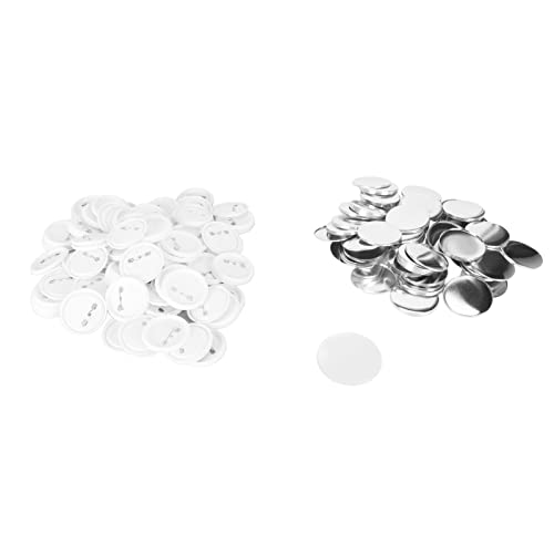 100 Sets Leer -Taste aus dem Button -Abzeichen, Pin zurück -Vorräte für Knopfherstellung, rostfeste Blechplatte und Kunststoffmaterial, runde Form, hervorragend für Basteln und (58MM) von Bognajin