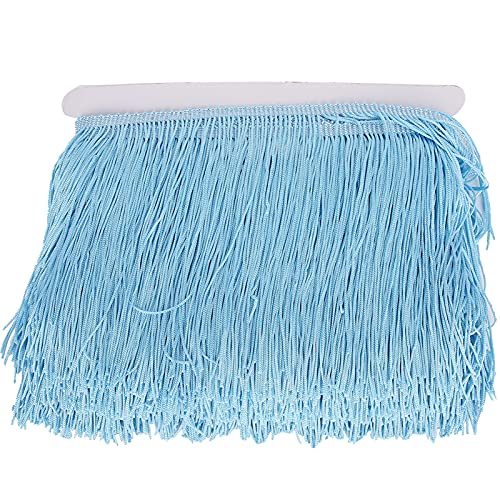 14 cm breites Polyester -Fransenquasten, 10 -jährige Länge für lateinische Kleidungsdekoration, Band mit Spitzenverkleidung, DIY -Nähzubehör, Himmelblau/Violett/Rot/helles Kaffee (Blue) von Bognajin