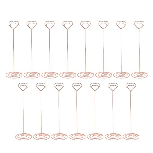 15pcs 22 cm herzförmige Eisendraht -Tischnummer Halter, Bildhalter für Hochzeiten, stabil (Red Gold) von Bognajin