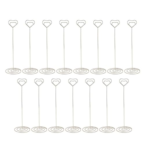 15pcs 22 cm herzförmige Eisendraht -Tischnummer Halter, Bildhalter für Hochzeiten, stabil (Silver) von Bognajin