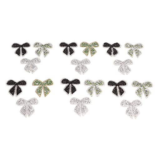 18pcs Bogenknoten Strassflecken, silberschwarzes grünes Eisen auf Flecken für Kleidung DIY -Dekoration, Verlängerung der Kleidung, leicht zu bedienen, schön und robust von Bognajin