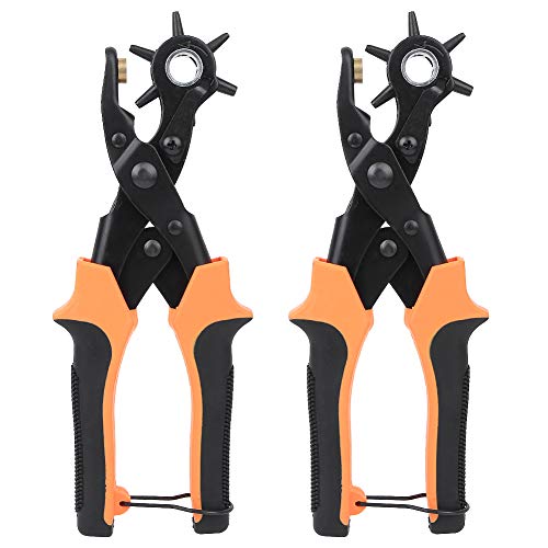 2pcs 6 Löcher Punch -Zange Set, Leder -Gürtel -Uhrband -Puncher, ergonomischer Gummigriff, deliges Stahlmaterial, Stanzspezifikationen von 2 mm bis 4,5 mm von Bognajin