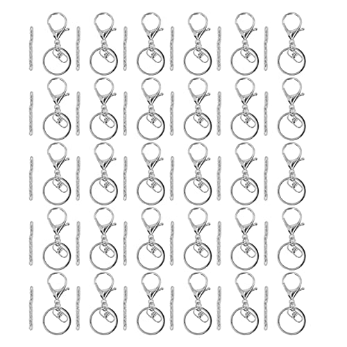 30 Sets Metallschlüsselketten -Rings -Kit, robuste DIY -Handwerkstastendringe mit Kette, hervorragend für das Handwerk von Schlüsselschüben und Schmuck (Silver) von Bognajin