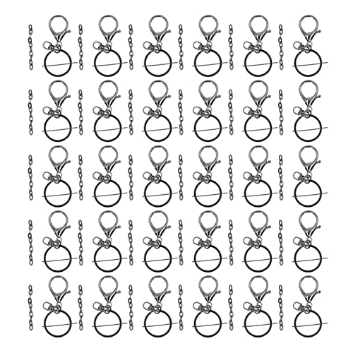 30 Sets Metallschlüsselketten -Rings -Kit, robuste DIY -Handwerkstastendringe mit Kette, hervorragend für das Handwerk von Schlüsselschüben und Schmuck (Silver Black) von Bognajin