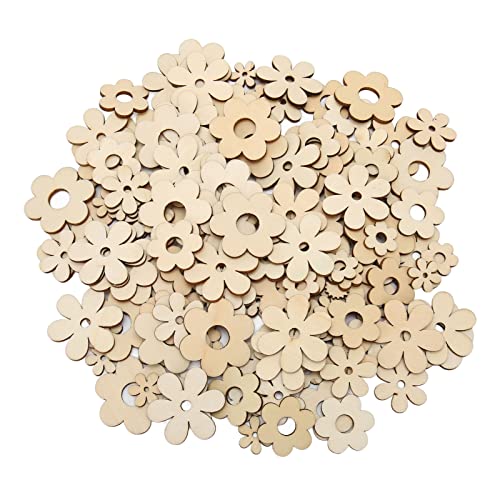 300pcs Plum Unfinished Wooden Cutouts, Handcraft Grinding Flowers Chips, Blank Wood Pieces for DIY Decorative Pendant and Crafts von Bognajin