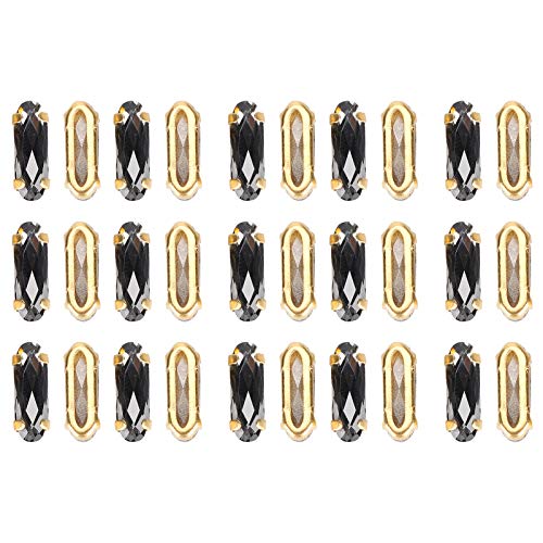 30pcs 5x15mm ovale Strasssteine, Glassteine ​​für Nagelkunst, Make -up, Kleidung und Schuhe Dekoration, glänzende und robuste Accessoires (Transparent Black) von Bognajin