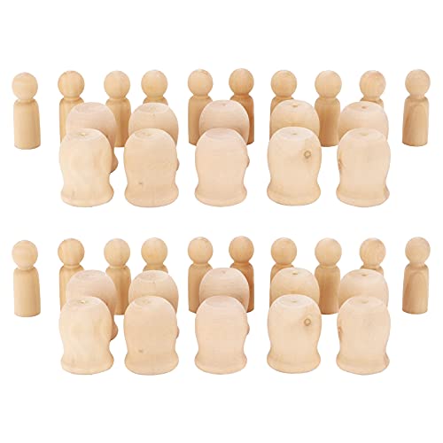 40Pcs Genuine Wooden Pegs Unfinished, DIY Wood Crafts for Painting Carving, Develop Hands On Skills, Wooden Peg Doll Bodies for Decorations 40Pcs Genuine Wooden Pegs Unfinished, DIY Wood Crafts for Painting Carving, Develop Hands On Skills, Wooden Peg Doll Bodies for Decorations von Bognajin
