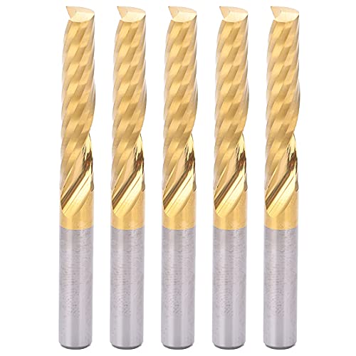 5 pcs Spiralrouter Bit eingestellt, Geschwindigkeitsstahl -CNC -Endmühle, 6 mm Durchmesser x 32 mm Kelle, 60 mm Gesamtlänge, Legierungsplattierung, zum Schneiden von von Bognajin