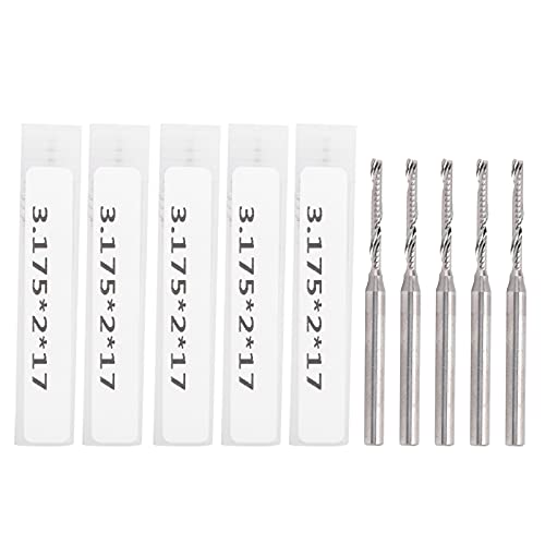 5pcs Wolfram -Stahlmühlenschneider, Einzelflöte -Spiral -Schaft, CNC -Router -Bits für die Gravur, 3,175 x 2 x 17 mm, Härte und 5pcs Wolfram -Stahlmühlenschneider, Einzelflöte -Spiral -Schaft, CNC -Router -Bits für die Gravur, 3,175 x 2 x 17 mm, Härte und von Bognajin