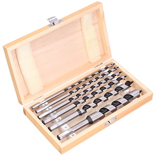 6 Pcs Woodworking Auger Bit Set, Carbon Steel Drill Bits for Drilling Wood, Industrial Grade with Single Flute and, Various Specifications von Bognajin
