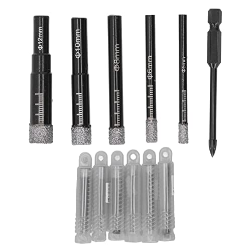 6Pcs Gemstone Hole Saw Drill Bit Set, Carbon Steel Material, Universal Round Shank, for Tile Glass Drilling, Includes 5 Sizes of Hole Saw and 1 Drill Bit with Cooling Wax von Bognajin