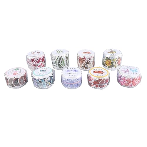 Bognajin 9 Brötchen Blumenpapierband Set, schöne Muster dekoratives Klebeband, leicht zu reißen, hervorragend für Handwerk, Zeitschriften, Notizpolster und mehr von Bognajin