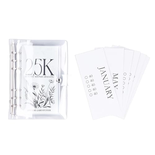 Budget 6 Loch, transparente Soft PVC, tragbare Spar -Challenge -Buch für Kartengeld, Family Financial Organizer mit Geldplattenkarten (2.5k) von Bognajin