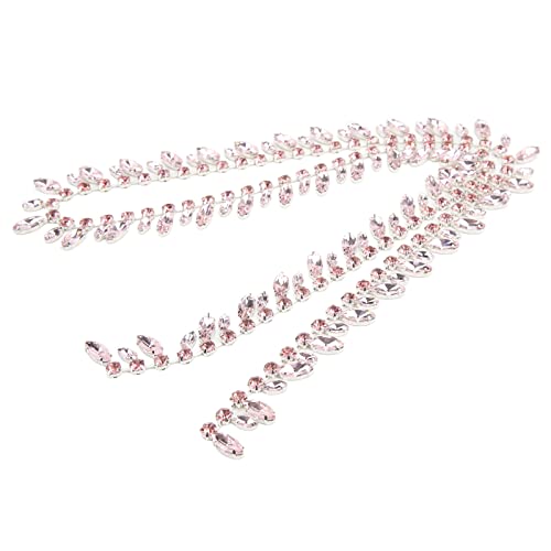 Rhinestone Chain 2.3cm Wide, 1 Yard Silver Bottom, Fine Workmanship, Super Glittering DIY Craft Chains for Clothing Decoration (Pink) von Bognajin