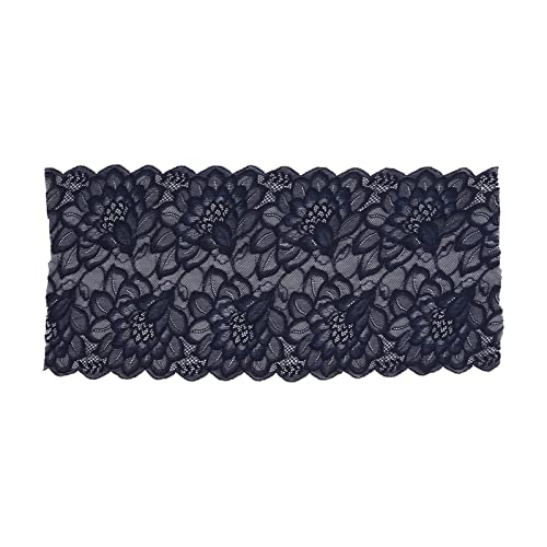 Spitzenband 23 cm breit, Nylonmaterial mit hoher Elastizität, weicher und hautfreundlicher Kleidungszubehör für Schuhe, Hüte, Näh- und DIY -Projekte (Dark Blue) von Bognajin