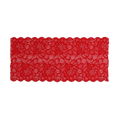 Spitzenband 23 cm breit, Nylonmaterial mit hoher Elastizität, weicher und hautfreundlicher Kleidungszubehör für Schuhe, Hüte, Näh- und DIY -Projekte (Red) von Bognajin