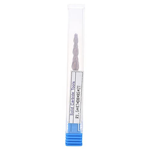 Tapered Nose End Mills, Cone End Mills for Carving, Sturdy and Durably, Bright and Outer layer, CNC Router Bits, Tungsten Steel Milling cutting machine (R1.5 * 47*D8*85mm) von Bognajin