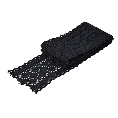Vintage Blumenspitzenverkleidung, 10 Yard weißes dehnbares Spitzenband, exquisites Muster, robuste Hautfreundlichkeit, für Hochzeitsfeierdekoration (Black) von Bognajin