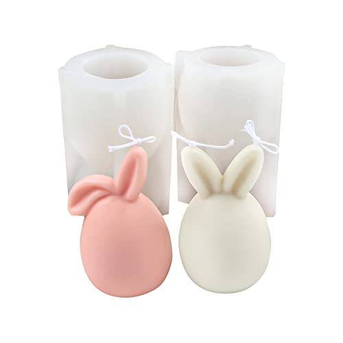 2 Stück 3D Ostern Kaninchen Silikonform, DIY Hase Silikon Gießform, Silikonform Ostern Hase, für Tortendeko, Seife, Sojawachs Kerzen, Ostergeschenke von Bogoro