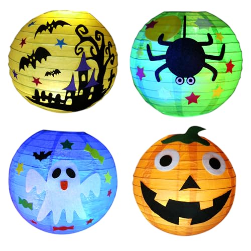 4 StüCk Halloween Papierlaternen,Halloween Laterne Papier,Lampions Halloween,Halloween-KüRbis/Nachtschloss/Spinne/Zuckergeisterlaterne,FüR Halloween/Outdoor/Sankt Martin Party/Partydekorationen 4 StüCk Halloween Papierlaternen,Halloween Laterne Papier,Lampions Halloween,Halloween-KüRbis/Nachtschloss/Spinne/Zuckergeisterlaterne,FüR Halloween/Outdoor/Sankt Martin Party/Partydekorationen von Bogoro