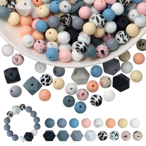 Bogoro 104 Stück Silikonperlen Bunte, Silikonperlen Rund, Perlen zum auffädeln kinder, Bastelperlen Rund Polygon, Perlen für Armbänder, Silikon Perlen Set, für DIY Schmuck Armband Halskette Basteln Bogoro 104 Stück Silikonperlen Bunte, Silikonperlen Rund, Perlen zum auffädeln kinder, Bastelperlen Rund Polygon, Perlen für Armbänder, Silikon Perlen Set, für DIY Schmuck Armband Halskette Basteln von Bogoro