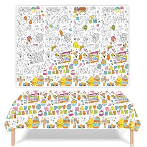 Bogoro 180×120cm Kinder Ausmaltischdecke Tiere,Ostern Tischdecke zum Ausmalen,Tischdecke zum Ausmalen Bemalbare,Ostern Tischdecke Ausmalen Kinder,Ausmal-Tischdecke Ostern für Kinder von Bogoro