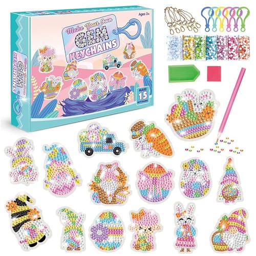 Bogoro 5D Diamond Painting Anhänger Set,DIY Diamond Painting Schlüsselanhänger,DIY Diamond Schlüsselanhänger,Diamond Painting Anhänger Ostern,5D Diamand Painting Kinder für Osterndeko und Geschenk von Bogoro