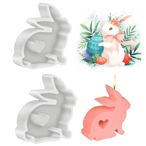 Bogoro Osterhase Silikonform kerzenhalter 2 Stück Ostern Kaninchen Silikonformen Gießformen Osterhase Silikonform Gips Für DIY Seife, Kerzen, Ostergeschenke von Bogoro