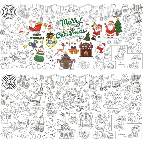 Bogoro Weihnachten Ausmaltischdecke,Ausmalen Papier Tischdecke zum Bemalen,Ausmal-Tischdecke Weihnachten,Ausmaltischdecke für Kinder Weihnachten für Kinder & Maltischdecke, Halloween Dekoration Kinder von Bogoro